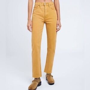 RE/DONE 70s Stovepipe Jeans, Straight Leg, Washed Mustard, Size 32